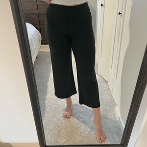 Abercrombie Black Cropped Wide-Leg Ribbed Sweater Pant